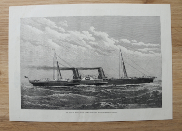 Holzstich Dublin 1885 Dampfschiff Ireland